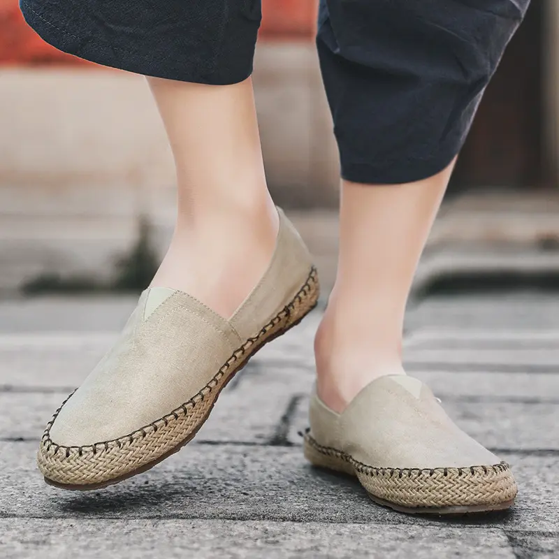 Spring and Autumn High-quality Espadrilles Shoes Men's Flat Canvas 2025 Hemp Lazy Flat Shoes Men's Loafers Driving
