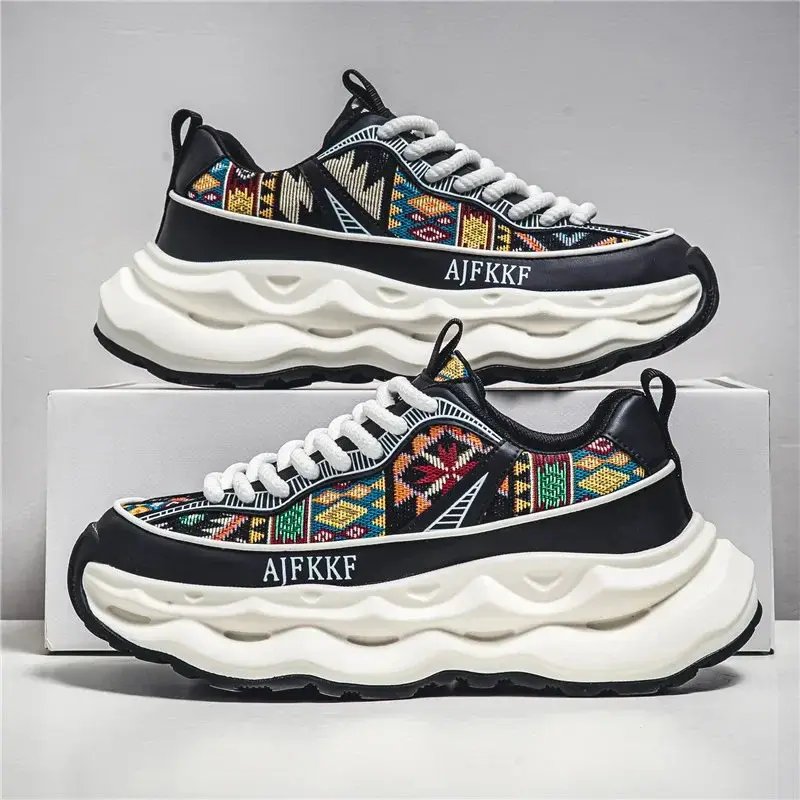 Men's Sneakers  Autumn/winter New Korean Trendy Lace Up Sports Casual Black Shoes Anti Slip Thick Soled Fashion Men Shoes