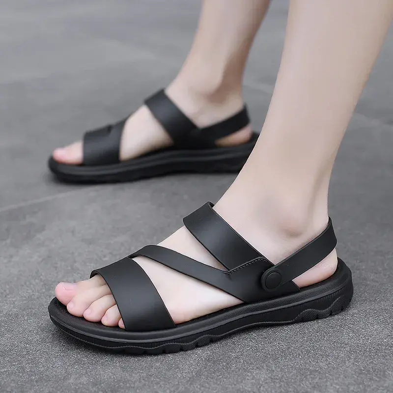 2025Men's Sandals Outdoor Mens Slippers Comfortable Beach Casual Shoes Non-slip Breathable Roman Shoes Flip-Flop Garden Shoes