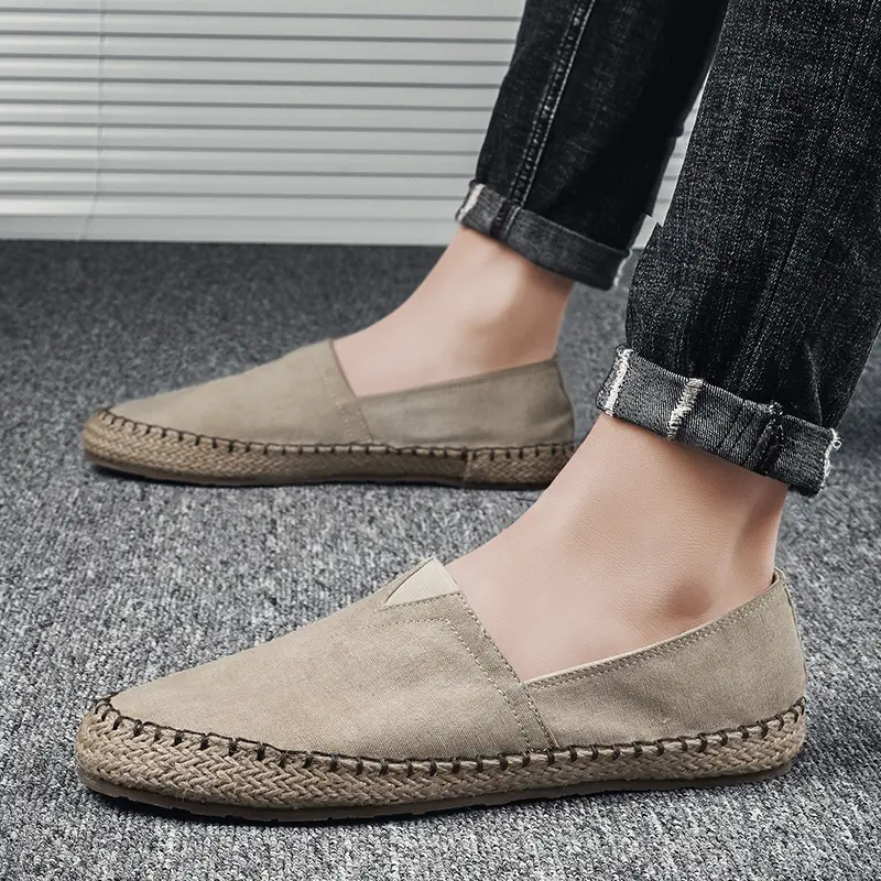 Spring and Autumn High-quality Espadrilles Shoes Men's Flat Canvas 2025 Hemp Lazy Flat Shoes Men's Loafers Driving