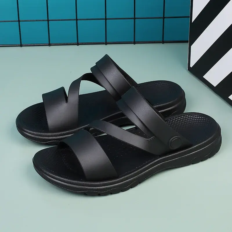 2025Men's Sandals Outdoor Mens Slippers Comfortable Beach Casual Shoes Non-slip Breathable Roman Shoes Flip-Flop Garden Shoes
