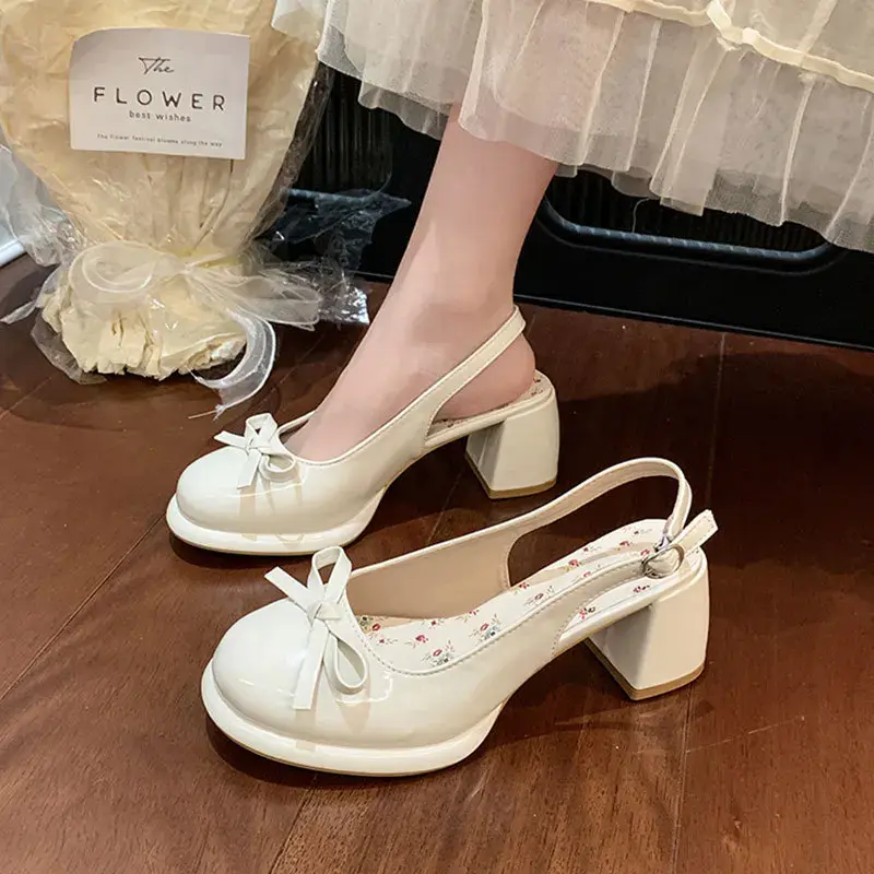 Women's High-heel Sandals Fashion Thick Heel Butterfly-knot Women Sandals  Summer Ladies Outdoor Gladiator Sandalias