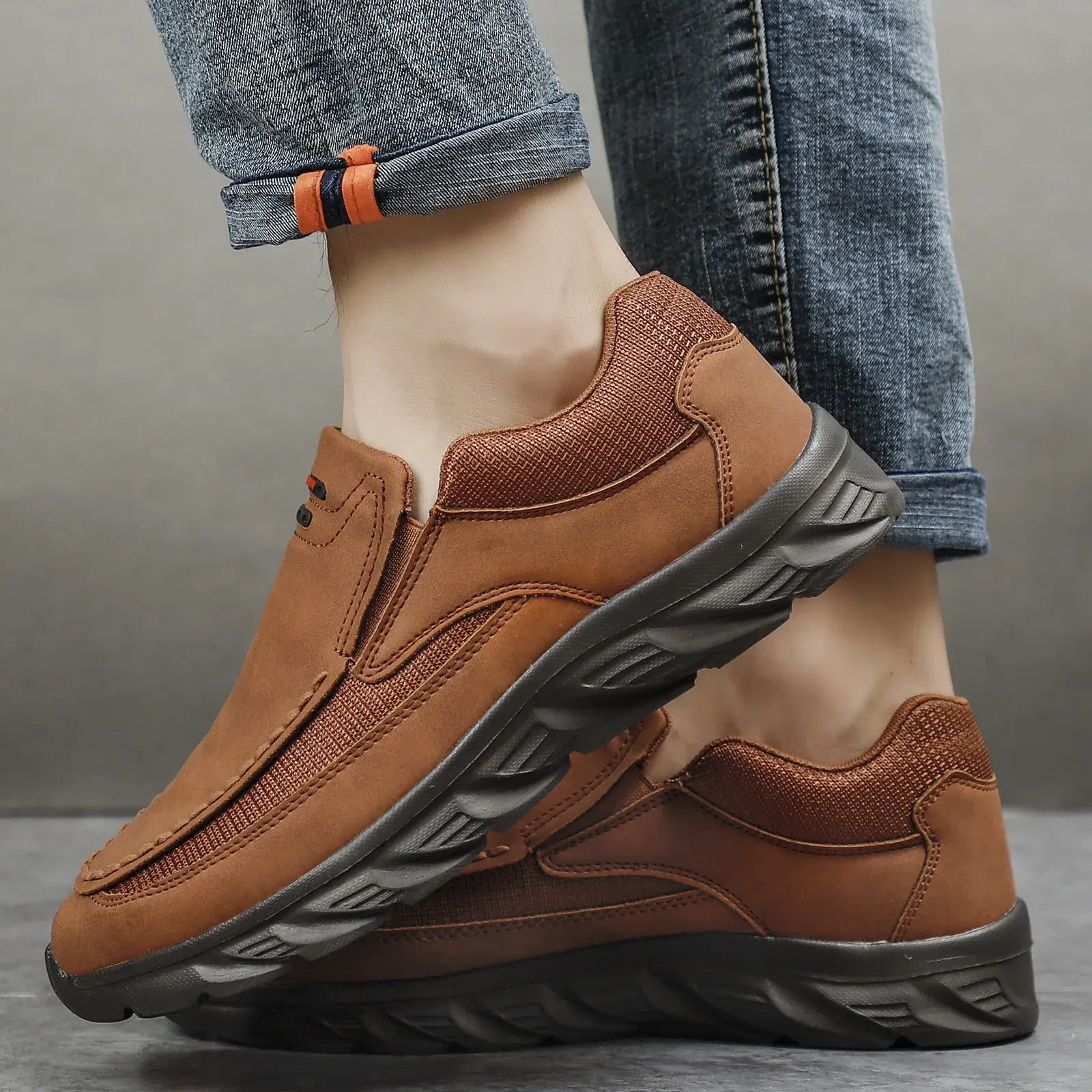 Men Leather Casual Shoes Breathable Loafers Men Sneakers New Male Comfortable Leather Flat Footwear Sneakers Men Shoes
