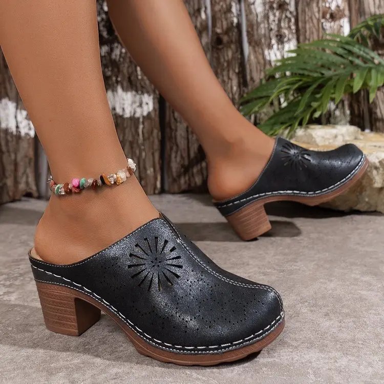 Women Shoes Hollow Out High Heeled Thick Soled Cork Wedge Women Sandals Summer Cute Slides Women Slippers Zapatos De Mujer