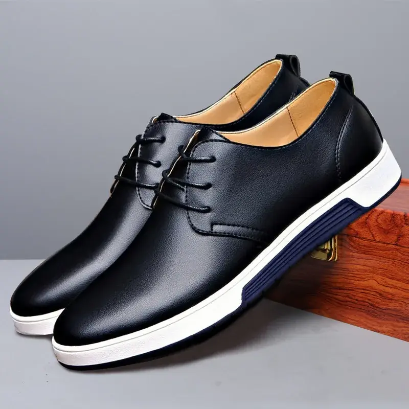 2025Summer Breathable Holes Soft Male Casual Leather Shoes Adult Luxury Brand Flat Footwear Comfortable Shoes For Men