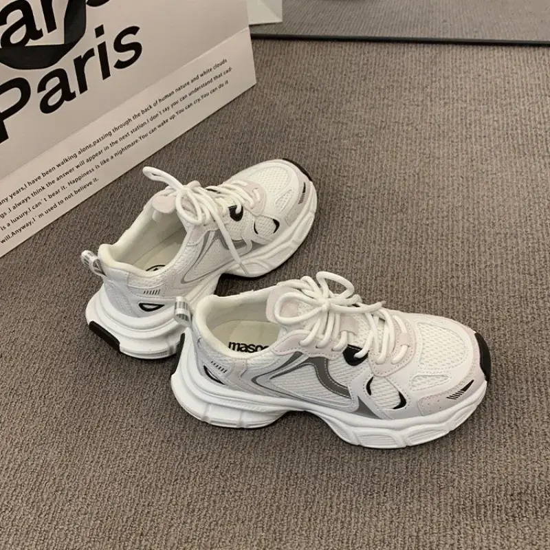 Women's 2025 Chunky Sneakers Women Autumn Breathable Mesh Casual Shoes Sneakers Tennis Female Platform Lace Up Vulcanized Shoes