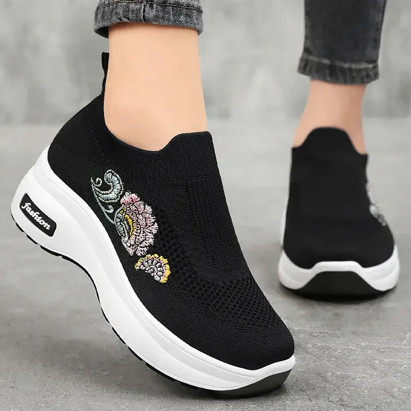 ladies shoes，sneakers for women，women's shoes summer2025，Thick Bottom Wedge Heel Breathable sale shoes