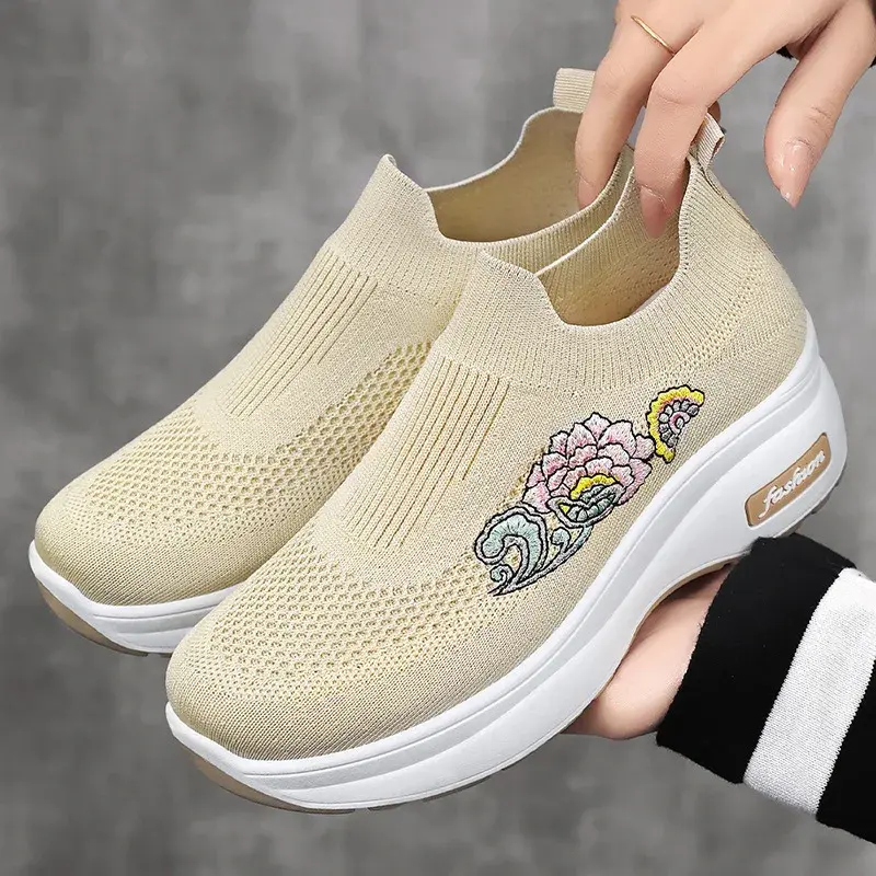 ladies shoes，sneakers for women，women's shoes summer2025，Thick Bottom Wedge Heel Breathable sale shoes