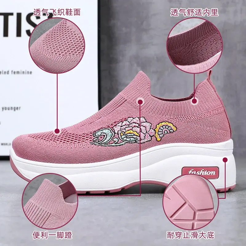 ladies shoes，sneakers for women，women's shoes summer2025，Thick Bottom Wedge Heel Breathable sale shoes