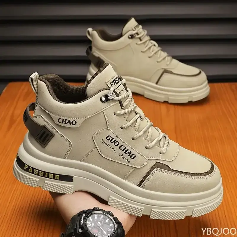 Winter Men's Boots  New Plush High Top Trend Warm Cotton Shoes Cargo Shoes Short Boots Lace-up Platform Snow Boots Sneakers