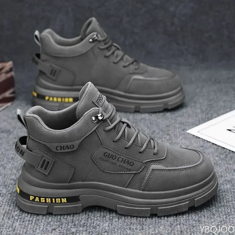 Winter Men's Boots  New Plush High Top Trend Warm Cotton Shoes Cargo Shoes Short Boots Lace-up Platform Snow Boots Sneakers