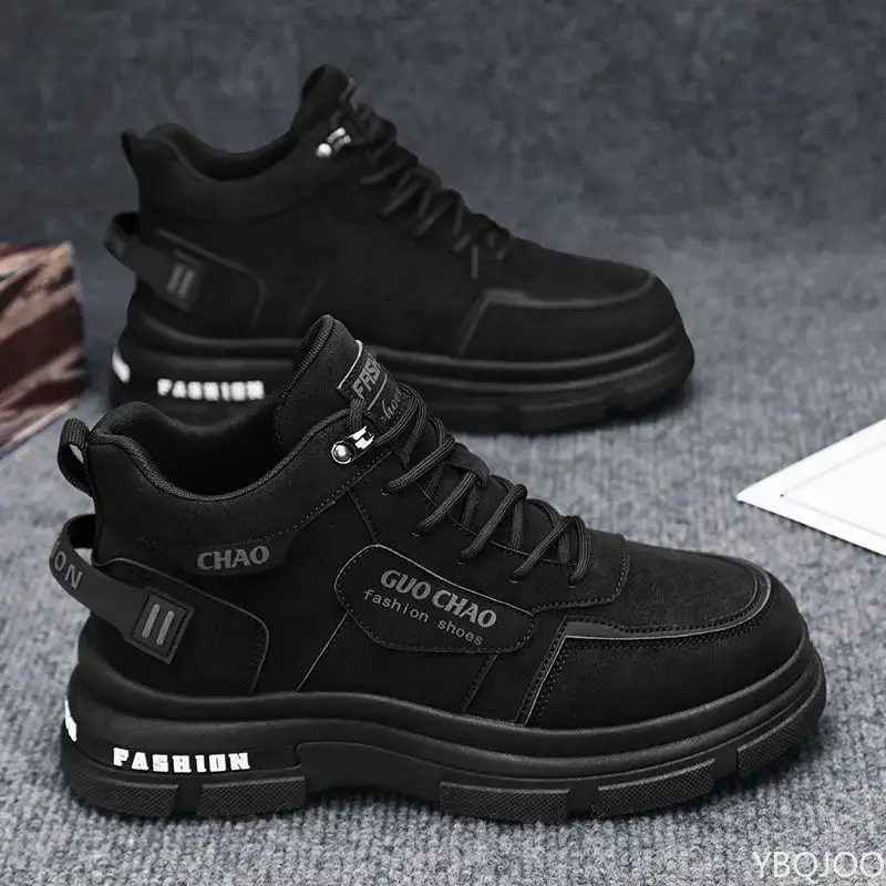 Winter Men's Boots  New Plush High Top Trend Warm Cotton Shoes Cargo Shoes Short Boots Lace-up Platform Snow Boots Sneakers