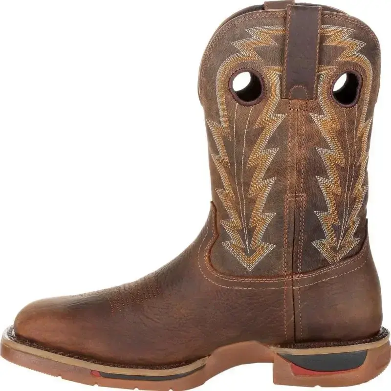 Men Boots Autumn Winter Men's Short Boots Embroidered Low Heel Square Headed  Boots 2024