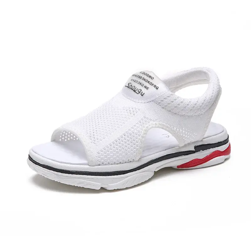 2022 Summer New Mesh Soft Bottom Casual Breathable Running Shoes Flat Student Fish Mouth Shoes