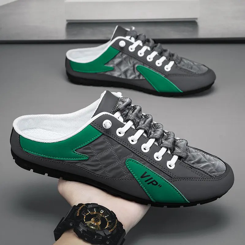 2023 Fashion men New Style lat-soled Wild Flat-bottomed Summer Thin Section Baotou Half Slippers