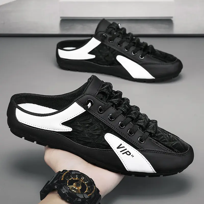 2023 Fashion men New Style lat-soled Wild Flat-bottomed Summer Thin Section Baotou Half Slippers