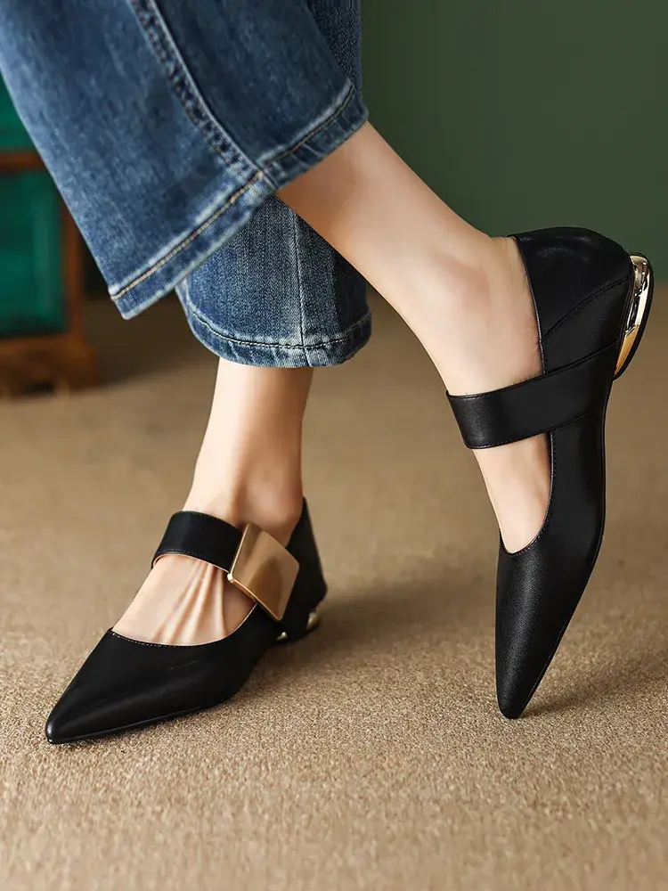 Women Nature Suede High Thick Heels SmallHut Black Apricot Square Toe Pumps Elegant Lady Metal Decoration Shoes 2025