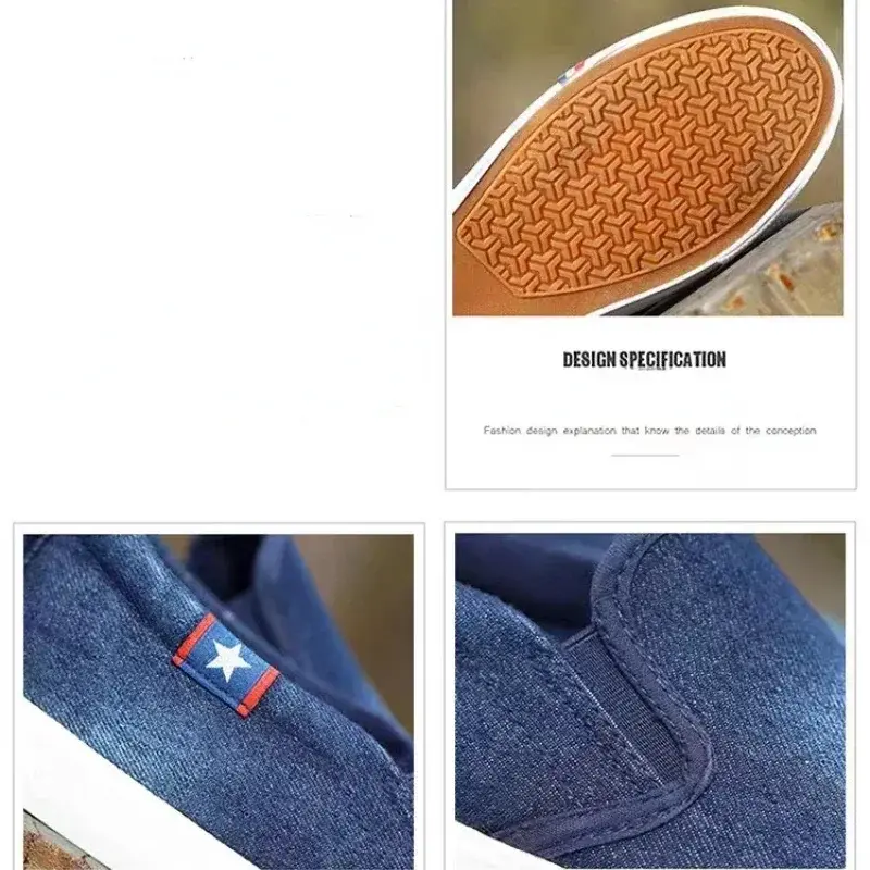 Denim Men's Canvas Shoes Slip-On Sneakers Male Flats Breathable Loafers for Men  Summer Trainers Light Black Shoes Footwear