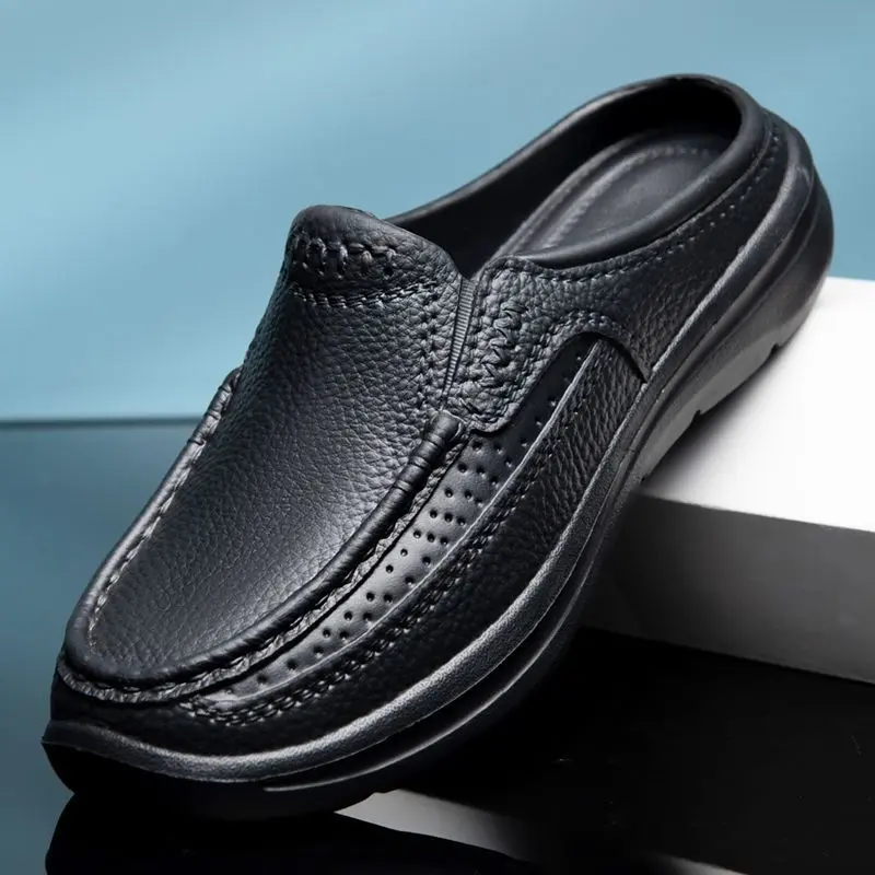 2025Summer Men's Chef Shoes Anti Slip Waterproof Soft Sole EVA Solid Color Work Shoes Male Plus Size Daily Slip on Care Shoes