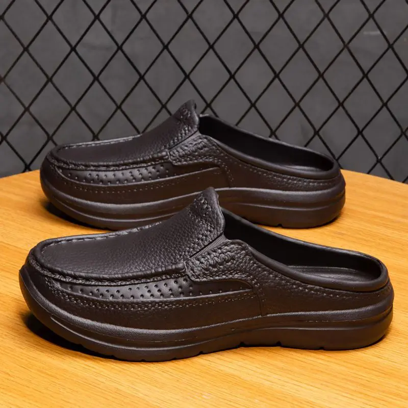2025Summer Men's Chef Shoes Anti Slip Waterproof Soft Sole EVA Solid Color Work Shoes Male Plus Size Daily Slip on Care Shoes