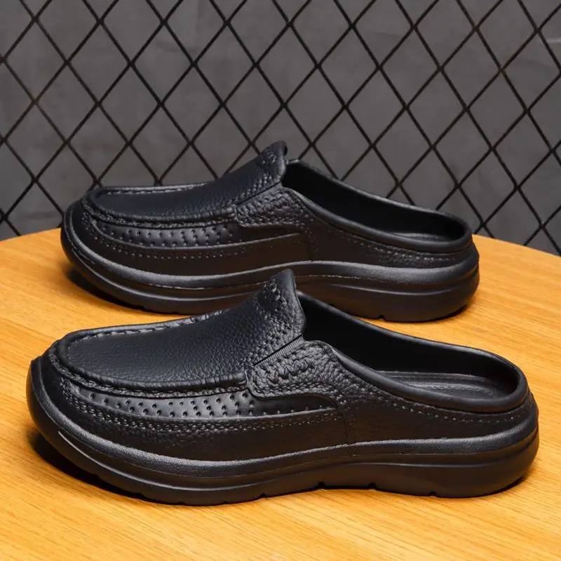 2025Summer Men's Chef Shoes Anti Slip Waterproof Soft Sole EVA Solid Color Work Shoes Male Plus Size Daily Slip on Care Shoes