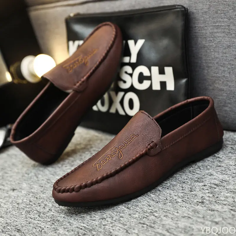 2022 Spring Summer NEW Men's Loafers Comfortable Flat Casual Shoes Men Breathable Moccasins Slip-On Soft Leather Driving Shoes