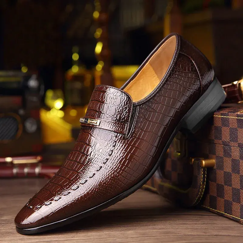 Shoes Luxury Mens PU Leather Pattern Men Business Dress Shoes Casual Social Shoe Male Wedding Footwear Zapatos Hombre 2023