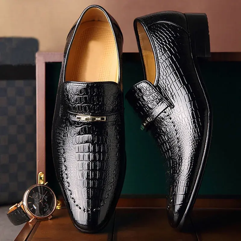 Shoes Luxury Mens PU Leather Pattern Men Business Dress Shoes Casual Social Shoe Male Wedding Footwear Zapatos Hombre 2023