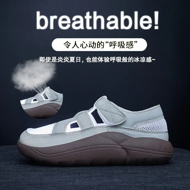 Women Summer Sandals Solid Color Mesh Shoe Ladies Hollow Out Casual Open Toe Slip-on Platform Female Roman Retro Sandalias Mujer