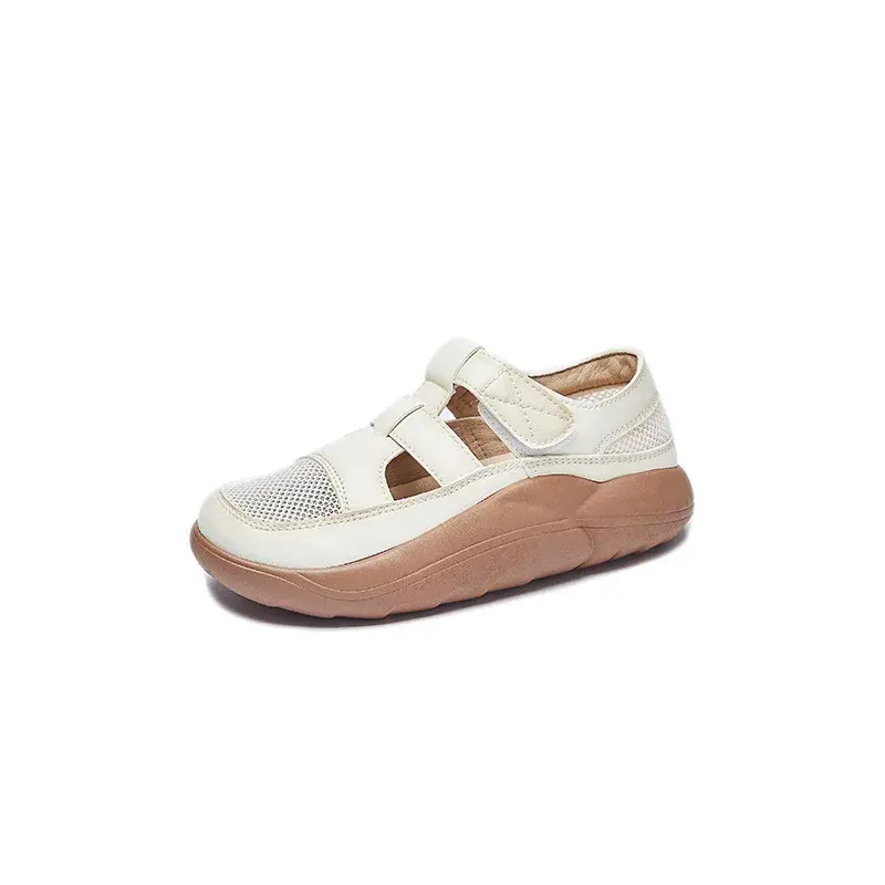 Women Summer Sandals Solid Color Mesh Shoe Ladies Hollow Out Casual Open Toe Slip-on Platform Female Roman Retro Sandalias Mujer