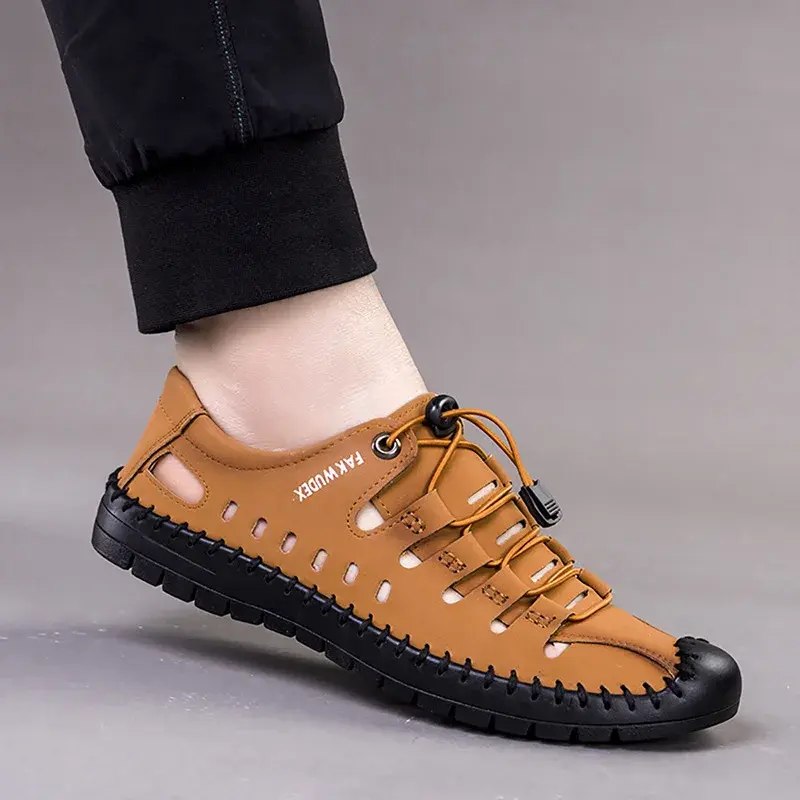 Men's Roman Hollow Sandals 2024 New Summer Trendy Anti Slip Lightweight Mountaineering Shoes Outdoor Sports Casual Shoes Durable