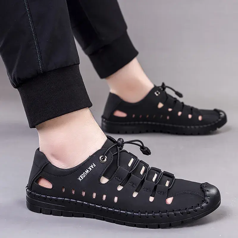 Men's Roman Hollow Sandals 2024 New Summer Trendy Anti Slip Lightweight Mountaineering Shoes Outdoor Sports Casual Shoes Durable