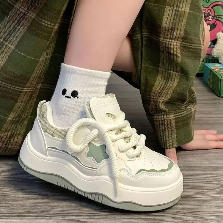Women Platform Sneakers Female Autumn New Fashion Thick Sole Lace Up Sports Shoes Comfortable Casual Ladies Leisure Board Shoes
