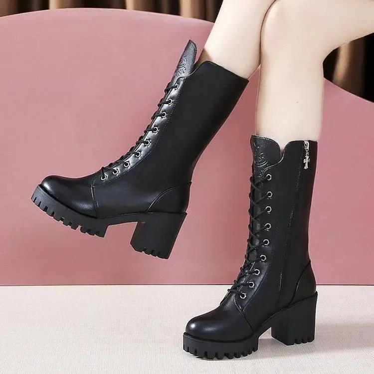 Women's Boots High Top 2021 Chunky Platform Pu Over-the-Knee High Boots Women Retro Punk Increasing Long Shoes Woman889