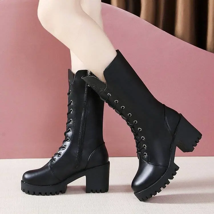 Women's Boots High Top 2021 Chunky Platform Pu Over-the-Knee High Boots Women Retro Punk Increasing Long Shoes Woman889