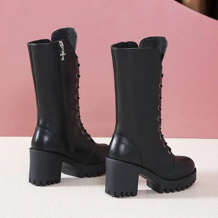 Women's Boots High Top 2021 Chunky Platform Pu Over-the-Knee High Boots Women Retro Punk Increasing Long Shoes Woman889