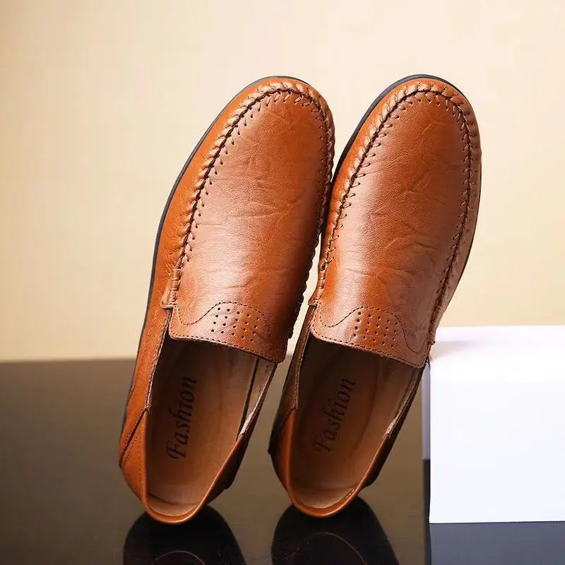 Men Casual Shoes Luxury Brand 2023 Leather Mens Loafers Moccasins Breathable Slip on Black Driving Shoes Plus Size