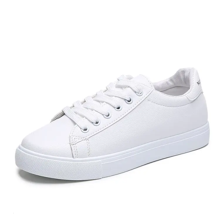 Women Sneakers  Breathble Vulcanized Shoes Women Pu leather Platform Shoes Women Lace up Casual Shoes White new
