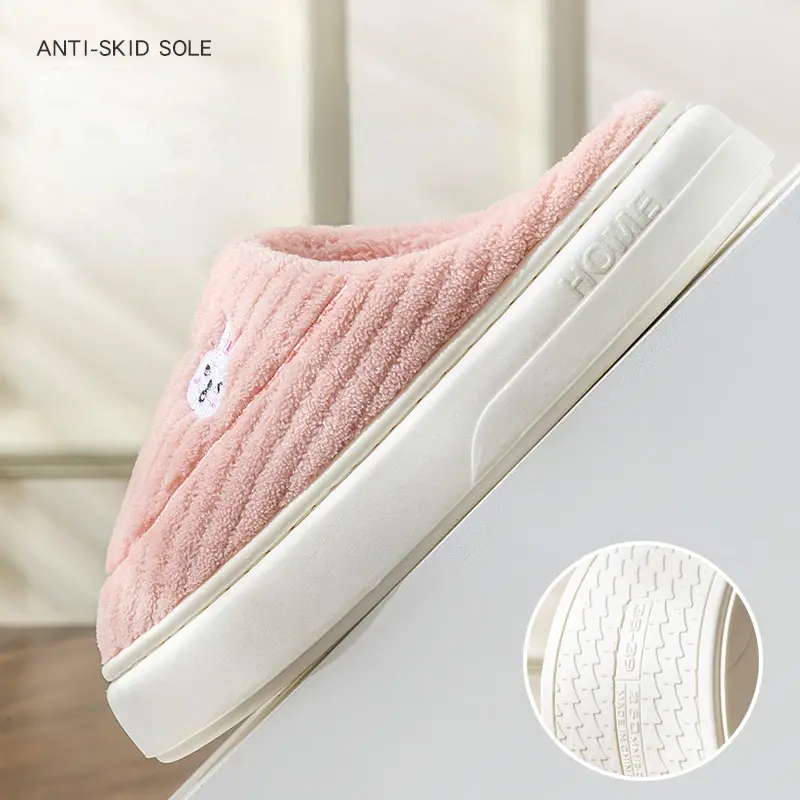 Men Cotton Shoes Solid Color Dirt Resistant Soft Durable Winter Indoor Home Comfort Warm Preservation Anti Slip Slippers