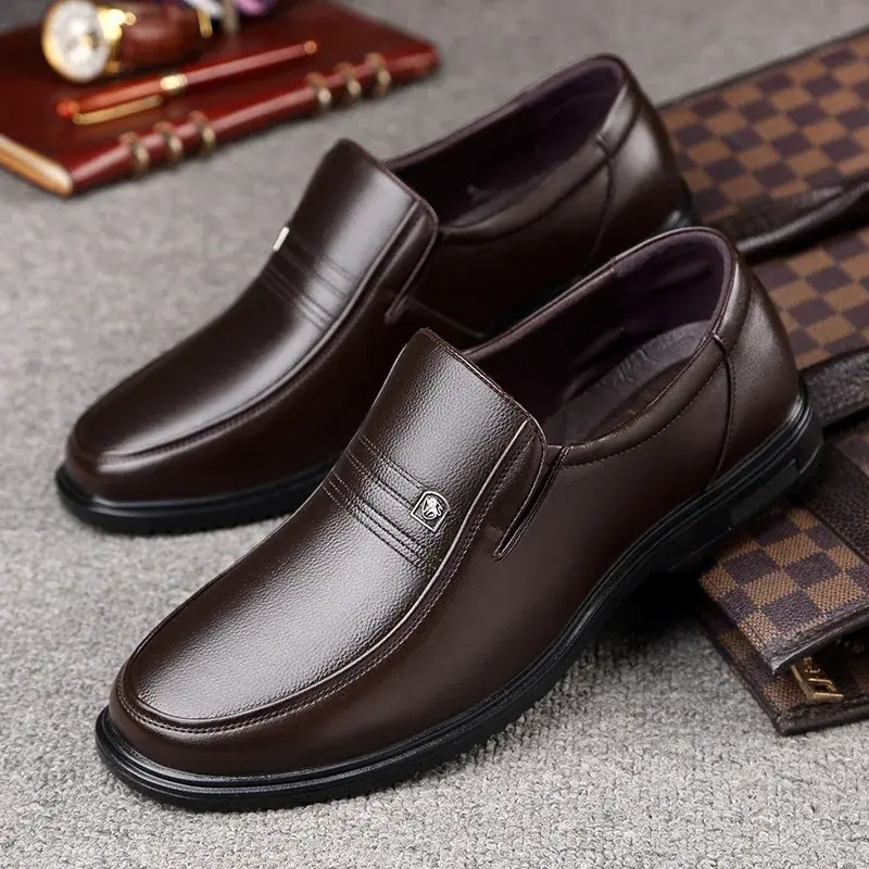 Leather Men Formal Shoes Luxury Brand Men's Loafers Dress Moccasins Breathable Slip on Black Driving Shoes Plus Size 38-46