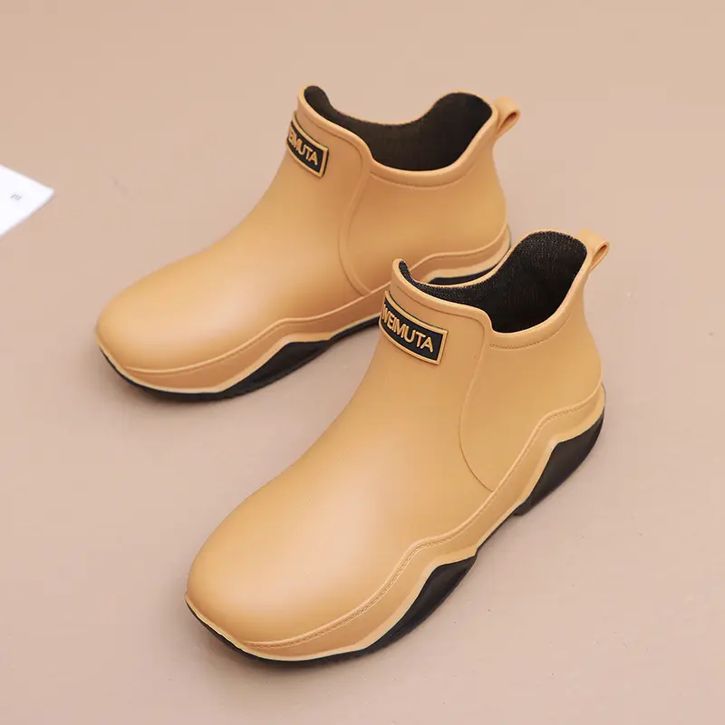 New Rain Shoes Ankle Women Waterproof Shoes Rain Boots Men Anti-slip Wear-resistant Plush Fashion Kitchen Summer Winter 2024