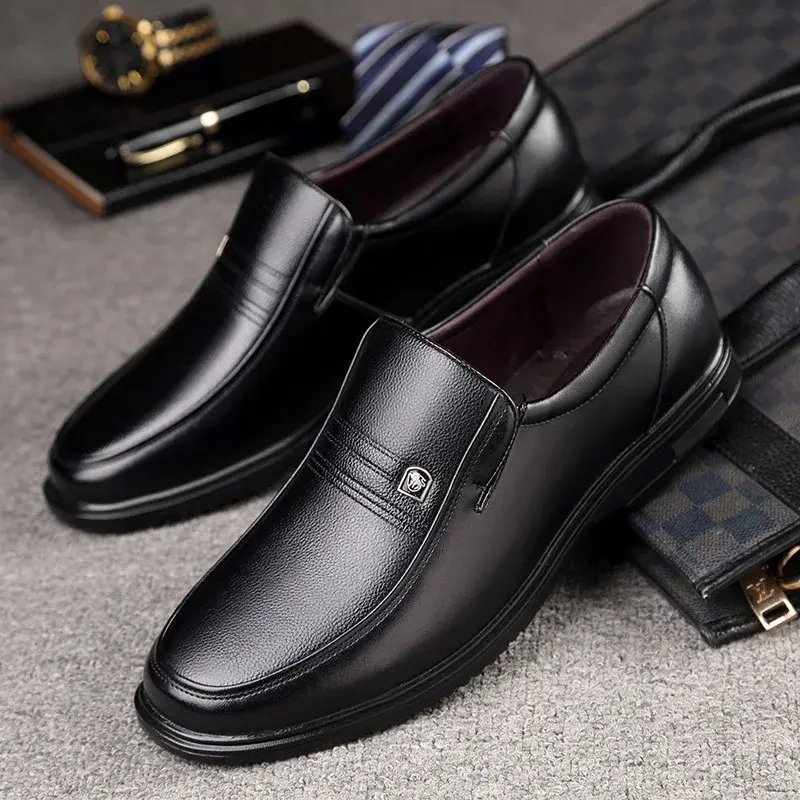 Leather Men Formal Shoes Luxury Brand Men's Loafers Dress Moccasins Breathable Slip on Black Driving Shoes Plus Size 38-46