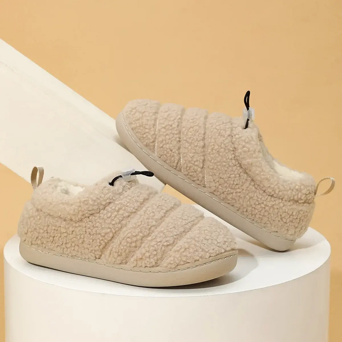 Women Cotton Shoes  Plush Fluffy Furry Shoes Indoor Home Floor Anti-slip Warm Thick-soled Lightweight Outerwear Shoes
