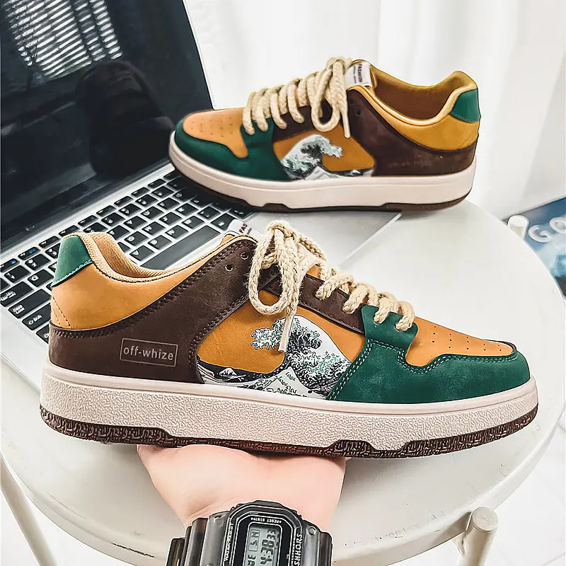 Flat Bottom Men's Skateboard Shoes Fashion Breathable Men Running Shoes Casual and Comfortable Sports Shoes All-match Style Shoe