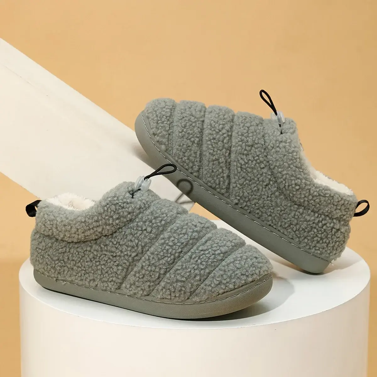 Women Cotton Shoes  Plush Fluffy Furry Shoes Indoor Home Floor Anti-slip Warm Thick-soled Lightweight Outerwear Shoes