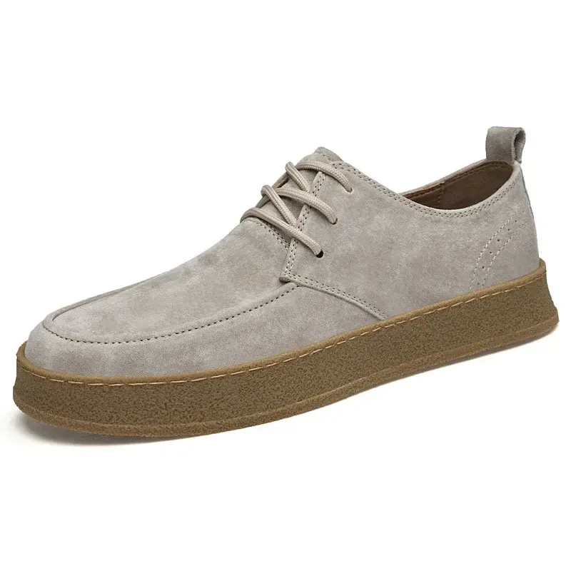Vintage Men Leather Shoes Casual British Handmade Tooling High Top Round Toe Lace-Up Skate Shoes Men Flat Designer Shoes2024