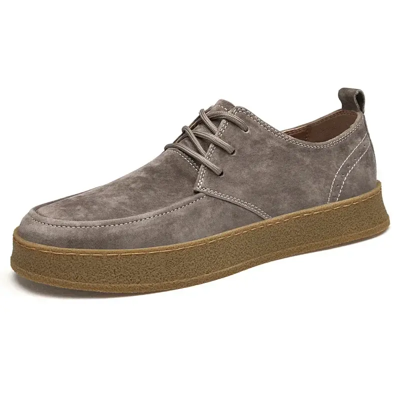 Vintage Men Leather Shoes Casual British Handmade Tooling High Top Round Toe Lace-Up Skate Shoes Men Flat Designer Shoes2024