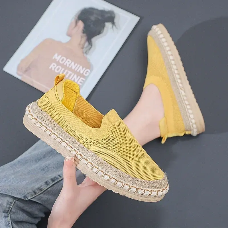 Women's Breathable Sneakers Flat Casual Shoes Slip on Ladies Loafers Vulcanized Shoes Walking Sneaker Footware 2025