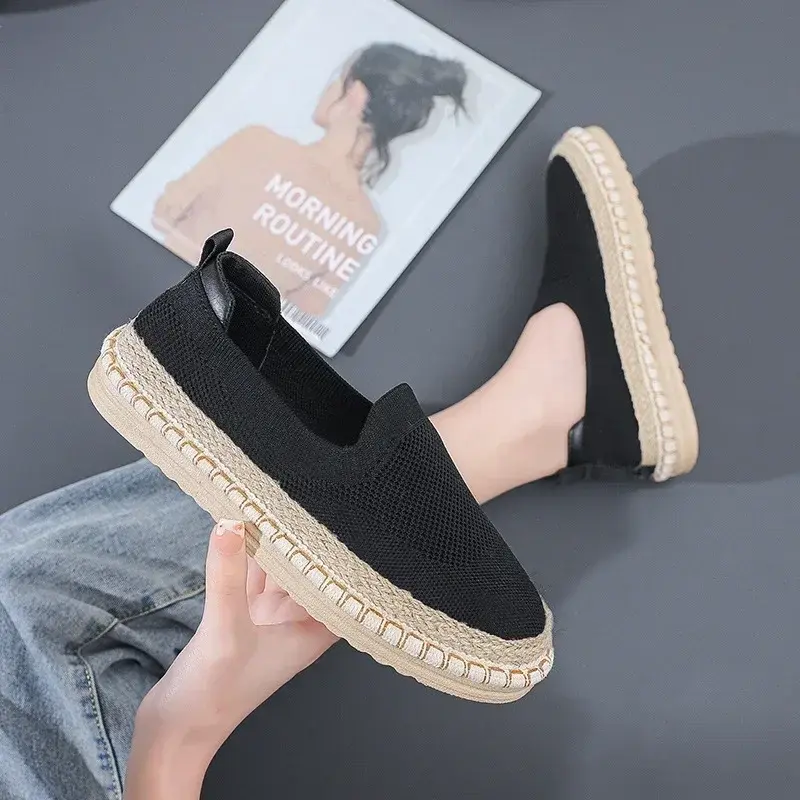 Women's Breathable Sneakers Flat Casual Shoes Slip on Ladies Loafers Vulcanized Shoes Walking Sneaker Footware 2025