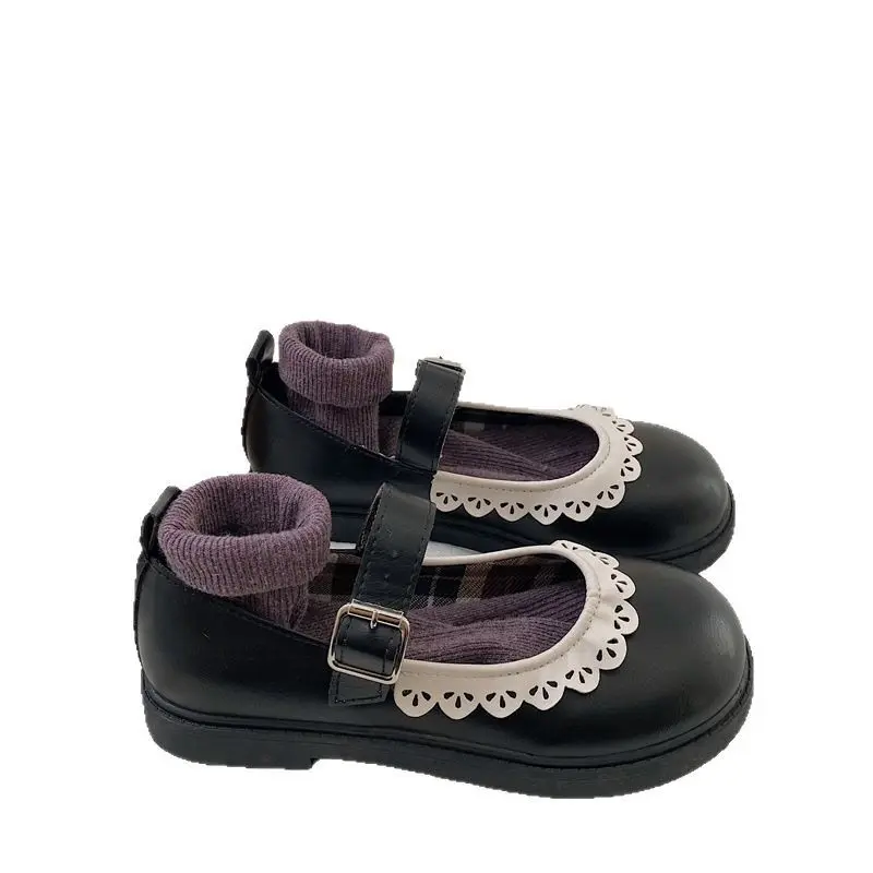 Lace Princess  Cute Lolita Shoes Student Uniform Shoe Retro Sweet Girls Vintage Black Brown Gothic Round Toe Loafers